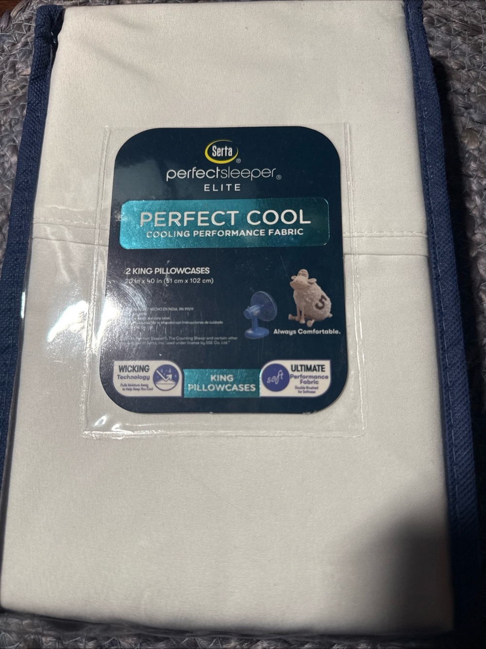 Serta Perfect Cool 2 King White Wicking Pillowcases NWT